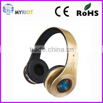 Noise cancelling microphone wireless headphone with led light