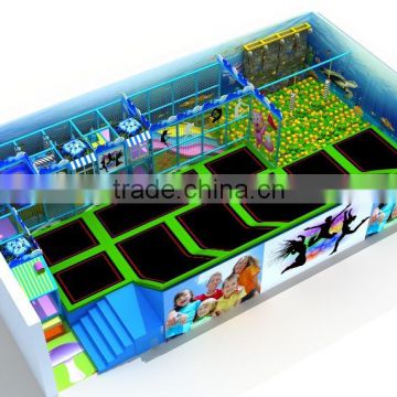 Trampoline for trampoline park or family entertainment center