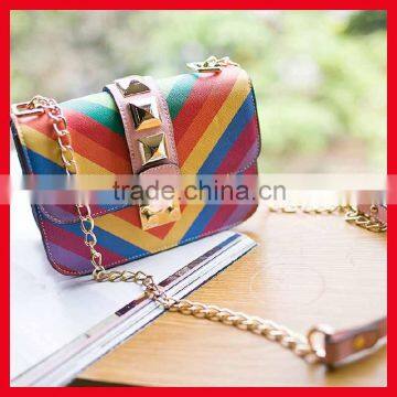 Wholesale Hot Sale Beautiful Rainbow pu Leather Bag for Girls photo-3