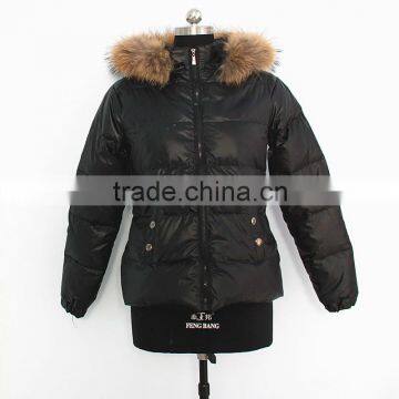 2016 hot selling down coat with fur collar