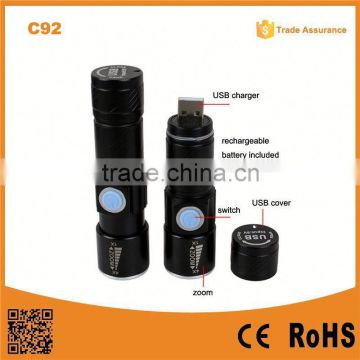 C92 Build in Battery promotional USB Charger Emergency Rechargeable flashlight