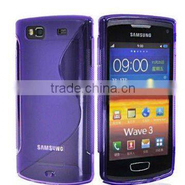 Purple S-line Gel silicon Case Rubber Skin Tpu Cover for samsung S8600 wave 3