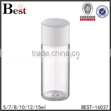 5 / 7 / 8 / 10 /12ml Insert, Plug Sealing Type Clear Tube Glass Bottle With White Plastic Cap photo-3