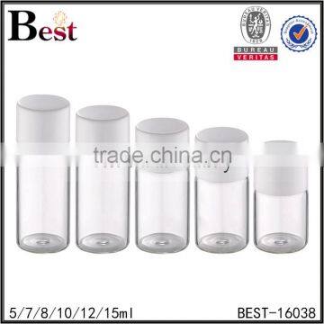 5 / 7 / 8 / 10 /12ml Insert, Plug Sealing Type Clear Tube Glass Bottle With White Plastic Cap photo-4