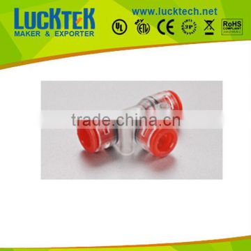 CUE TEE Clear Red Bodied Fiber Optic Pushfit Connectors