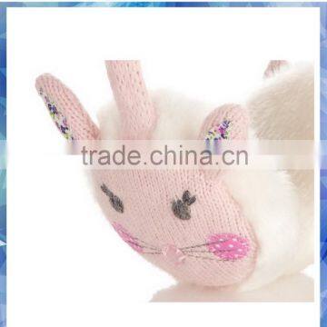 Fluffy Bunny Knitted Kids Winter Earmuffs With Glitter Nose and 3D Ears photo-3