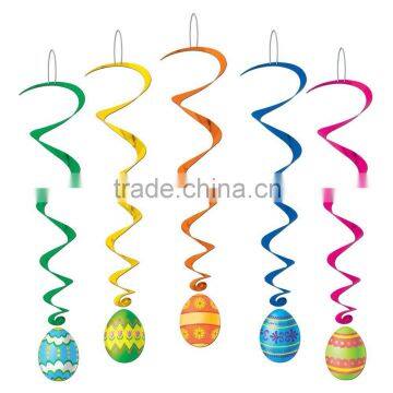 Bright Easter Egg Spring Holiday Party Metallic Hanging Swirl Decorations