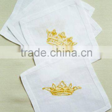 Cocktail napkin for restaurant with embroidery