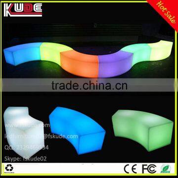 Nightclub LED plastic bar stool/LED curved bench for outdoor using