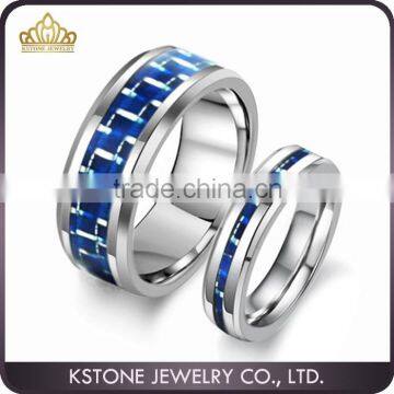 KSTONE 2015 New Fashion Blue Carbon Fiber inlay Tungsten Ring,Tungsten Couple Wedding Rings