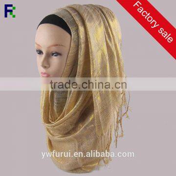 Wholesale Charm Glitter Shimmer Muslim Gold Viscose Lurex Hijab Islamic Scarf Wrap Pashmina