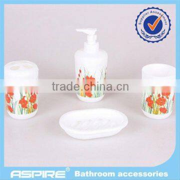 China 5pcs plastic pp bathroom set with printing manufacturer