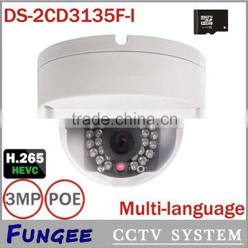 Newest V5.3.3 DS-2CD3135F-I Full HD 3MP Support H.265 HEVC with TF Card Slot Mini Dome POE IP CCTV Camera Multi-language