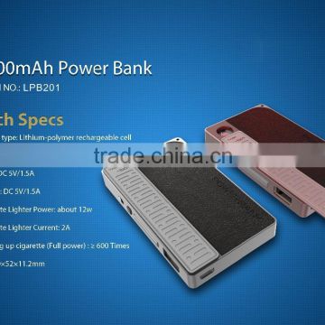 Portable 2200mAh Polymer battery powrbank with cigarette lighter