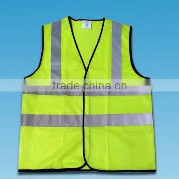 Polyester high visibility yellow/ orange safety vest with led light meet CE, ISO EN 20471, Class 2