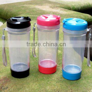 Spill Proof Portable Transparent Color Tea Infuser Bottle With Double Wall