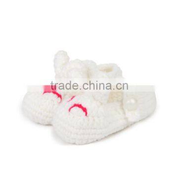 OEM custom handmade crochet knitting baby girl shoes white