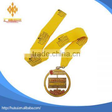 Hot sale customized plating gold medal with ribbon