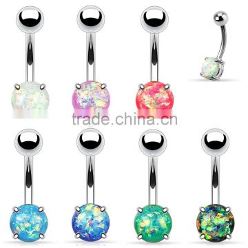 2016 Hot sale colorful opal navel belly ring