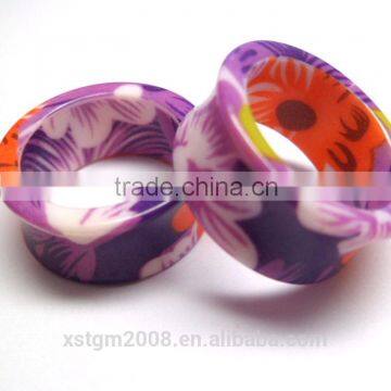 Print flower tunnel piercing jewelry ear ring