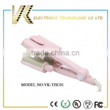 lcd display pink 3 barrel waver digital triple barrel hair curling iron wand