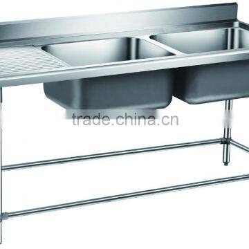 Restaurant Type Free-standing Commercial Stainless Steel Kitchen Sink with Drainboard GR-305B