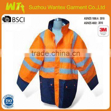 hot sale hi vis safety working waterproof jacket EN471/343 reflective oxford warming winter parka