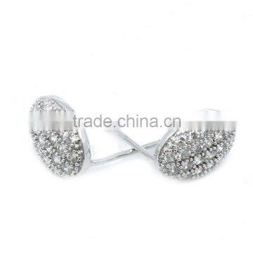 Pave Setting 925 Sterling Silver Cubic Zirconia Elegant Stud Earrings photo-2