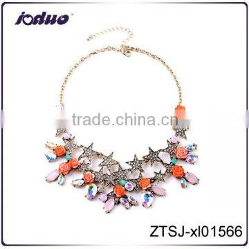 Free sample elegant star and flower pendant jewelry necklace