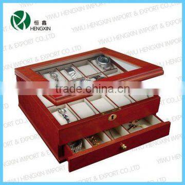 PU watch box display case with clear window