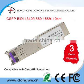 CSFP Module, 155M Compact Bi-Di SFP Transceiver, 2km Reach, 1310nm TX / 1550 nm RX