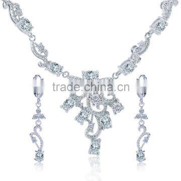 Rellecona High Quality AAA+ White Cubic Zirconia Jewelry Set Necklace Earring For Wedding