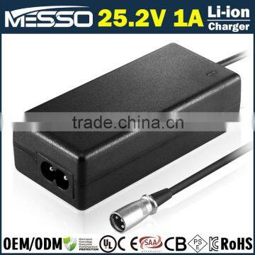 25.2V 1A Lithium Battery Charger 100V-240V 6s 21.6V Li-ion Battery Charger Desktop 25.2V