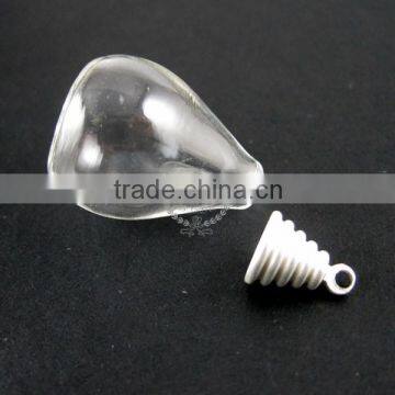 18x24mm clear galss water drop shape bottle vial pendant charm wish pendant with brass silver metal loop 1820047