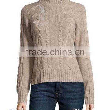 New Faashion Turtleneck Women Pure Cashmere Cable Knit Sweater