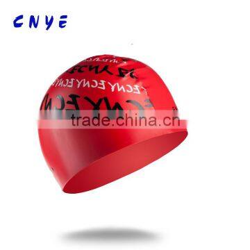 CNYE General letter Printed Silicone Swiming Cap,Personalized Logo Swiming Cap