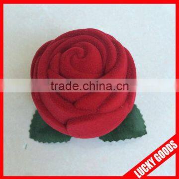 wholesale elegant rose shape velvet ring box