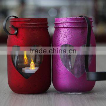 Vacuum electroplated candle holder with hearts for gift