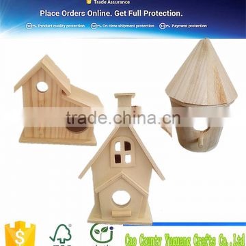 Competitive price New unfinished wooden bird house 2016