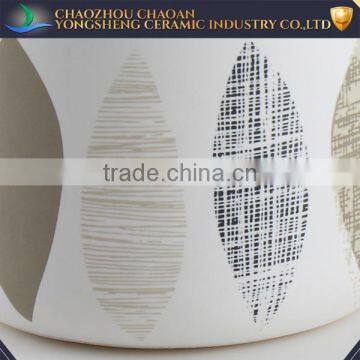 White Decaled Ceramic Canisters Set With Wooden Lid 3pcs photo-3