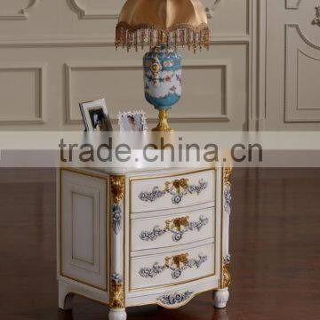 Bisini Luxury King Size Bedroom Set, European Style Latest Antique Fashion Grey and Gold Bedroom Set photo-6