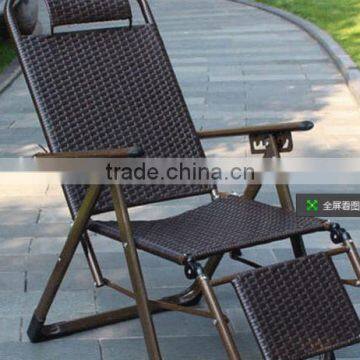 Colorful Leisure Rattan Yard Chair/Outdoor High Back Rattan Chair with Pillow/Weight Capacity High Quality Durable Lay Chair