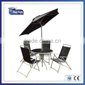 6 piece garden Deluxe patio furniture with 4 folding Chairs & 1table & Parasol