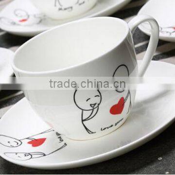 Good quality porcelain custom coffee cup and saucer set with logo