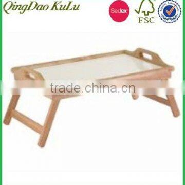 pine wood side curved wooden bed tray with foldable legs