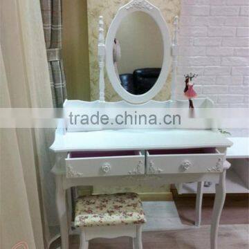 Hand Painted Apartment Bedroom Dressers Modern White Color Dresser With Stool Princess Makeup Table K/D Dresser Package 90*38*1 photo-2