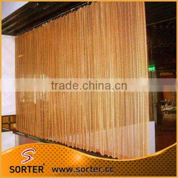 Sorter's wall curtain covering aluminum woven wire mesh