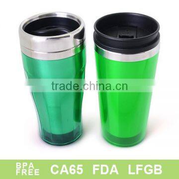 16oz double wall reusable plastic coffee mug with lid