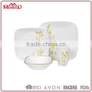 Plastic houseware manufacturer 4 pcs simple elegant family used melamine unbreakable dinnerware set