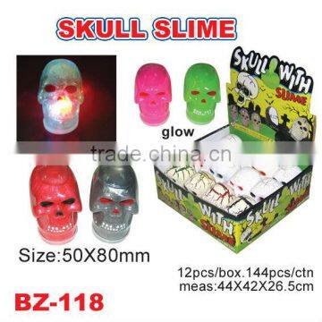 LED Flashing Halloween Skull Shaped Slime Toys